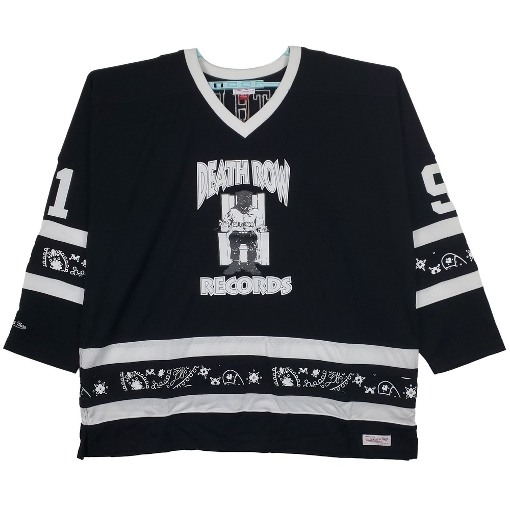 Death Row Records Mitchell & Ness 3XL XXXL Hockey Jersey #91 Black White NWT‎